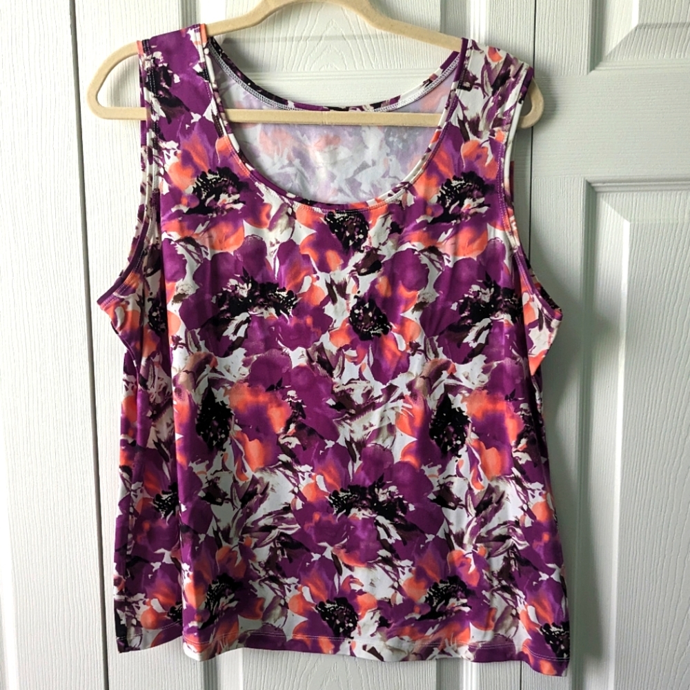212 Collection Flower Print Sleeveless Blouse Size XL
